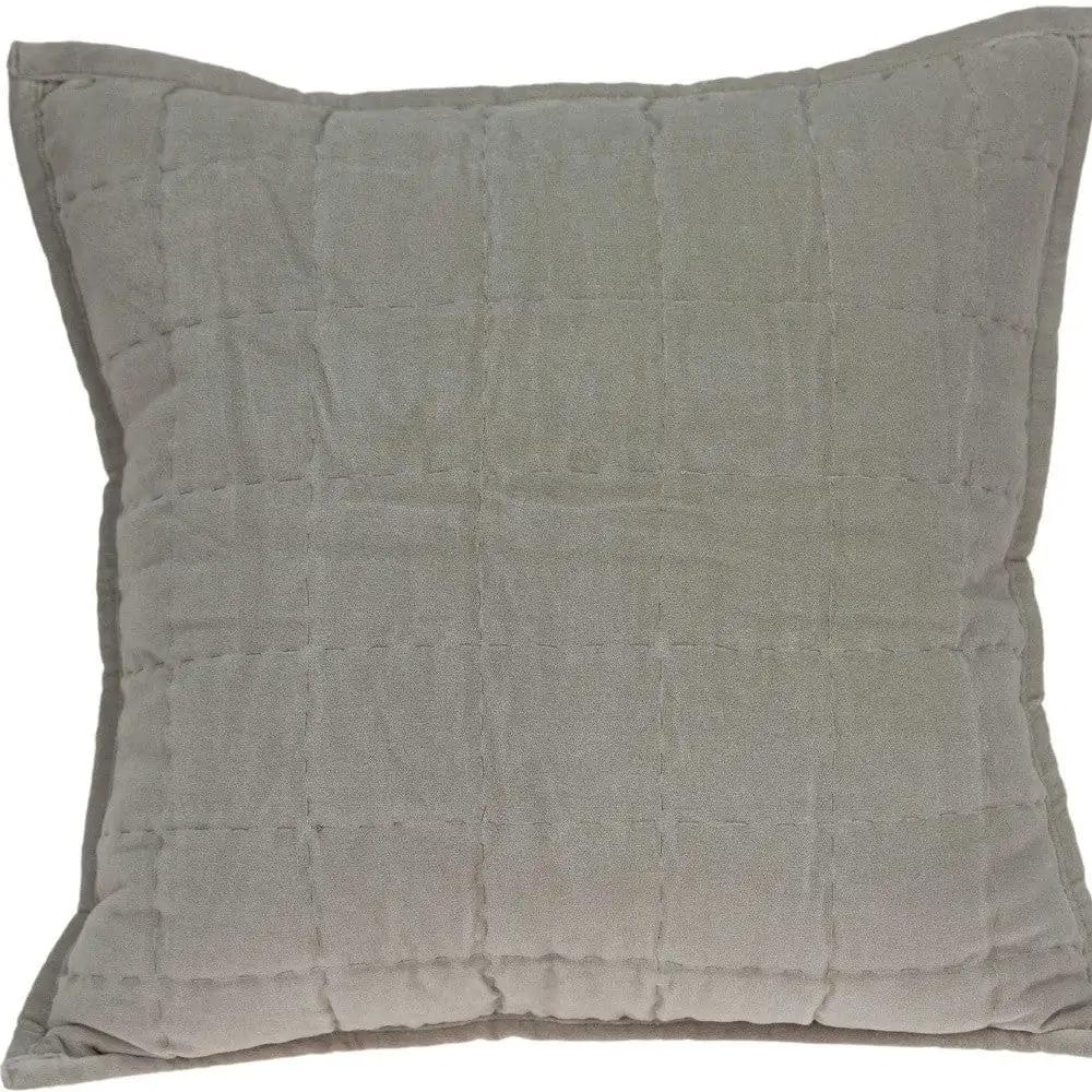 20" X 7" X 20" Transitional Gray Solid Quilted Pillow Cover With Poly Insert - Homeroots - Flyclothing LLC