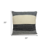 20" X 7" X 20" Transitional Cream And Gray Pillow Cover With Poly Insert - Homeroots - Flyclothing LLC