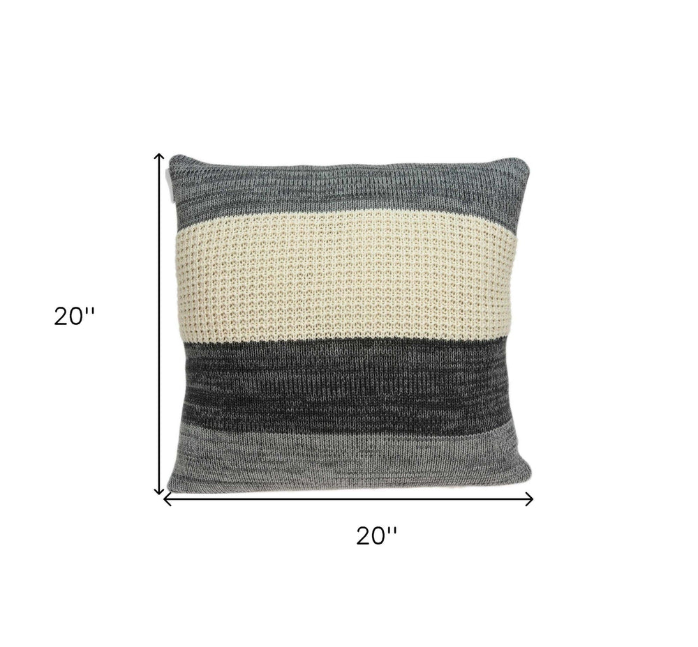20" X 7" X 20" Transitional Cream And Gray Pillow Cover With Poly Insert - Homeroots - Flyclothing LLC