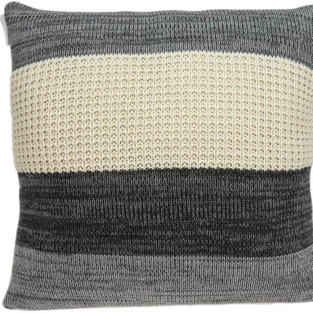 20" X 7" X 20" Transitional Cream And Gray Pillow Cover With Poly Insert - Homeroots - Flyclothing LLC