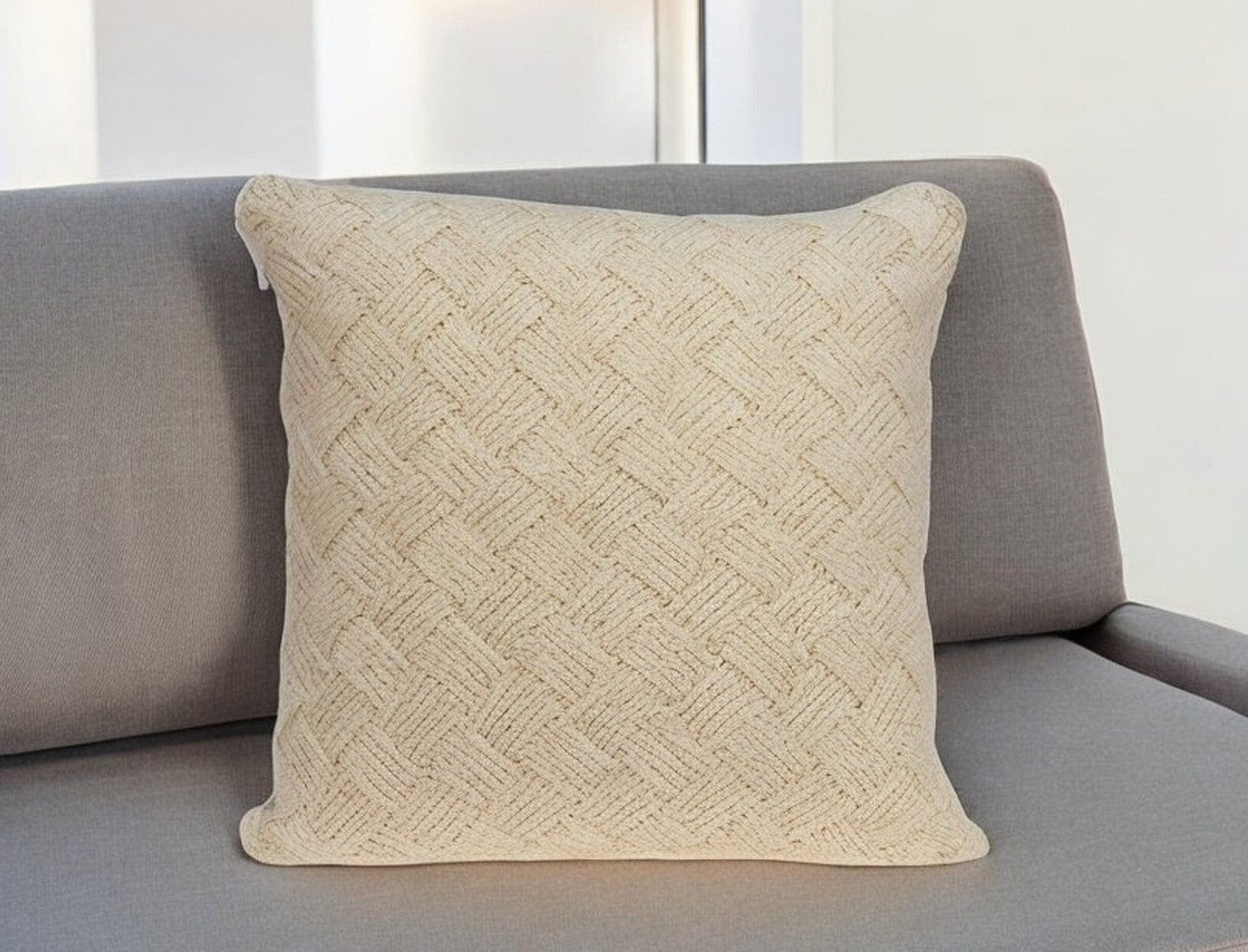 20" X 7" X 20" Transitional Beige Pillow Cover With Poly Insert - Homeroots - Flyclothing LLC