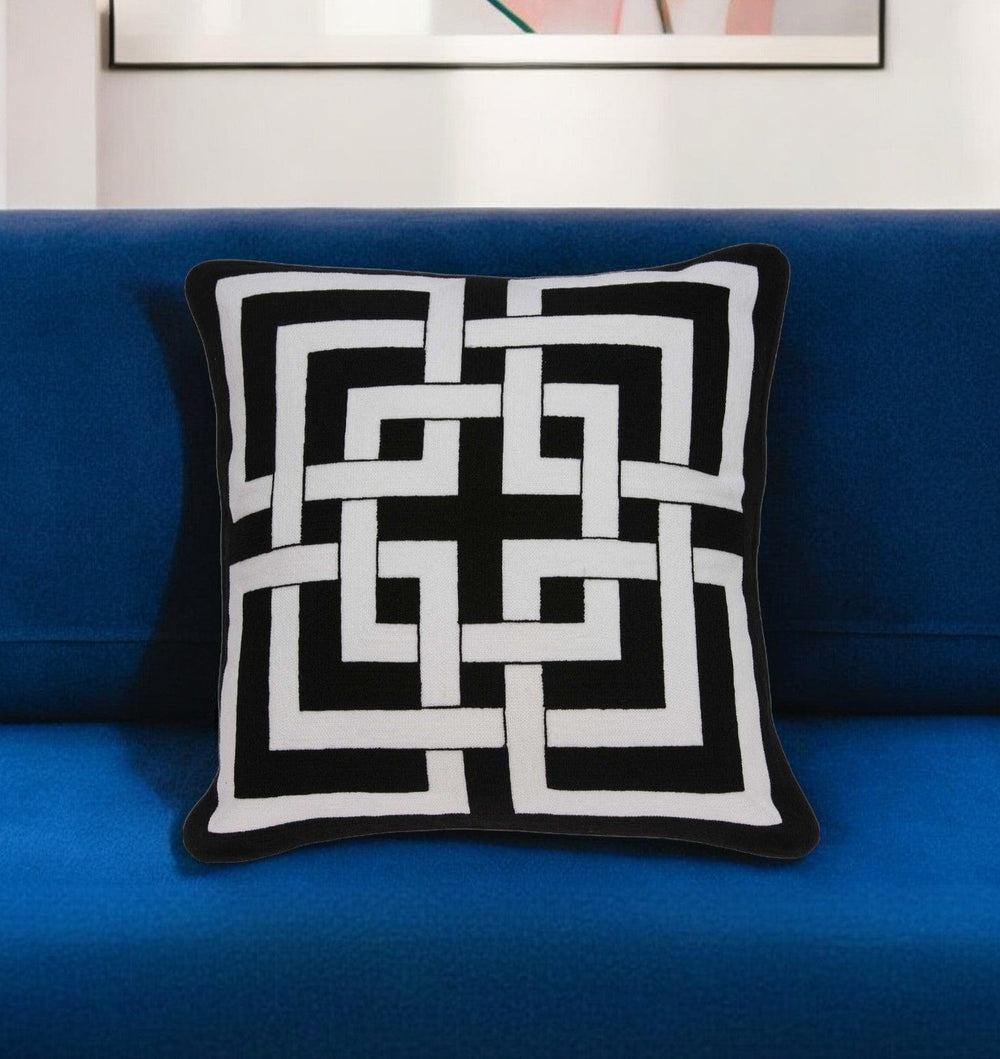 20" X 7" X 20" Transitional Black And White Pillow Cover With Poly Insert - Homeroots