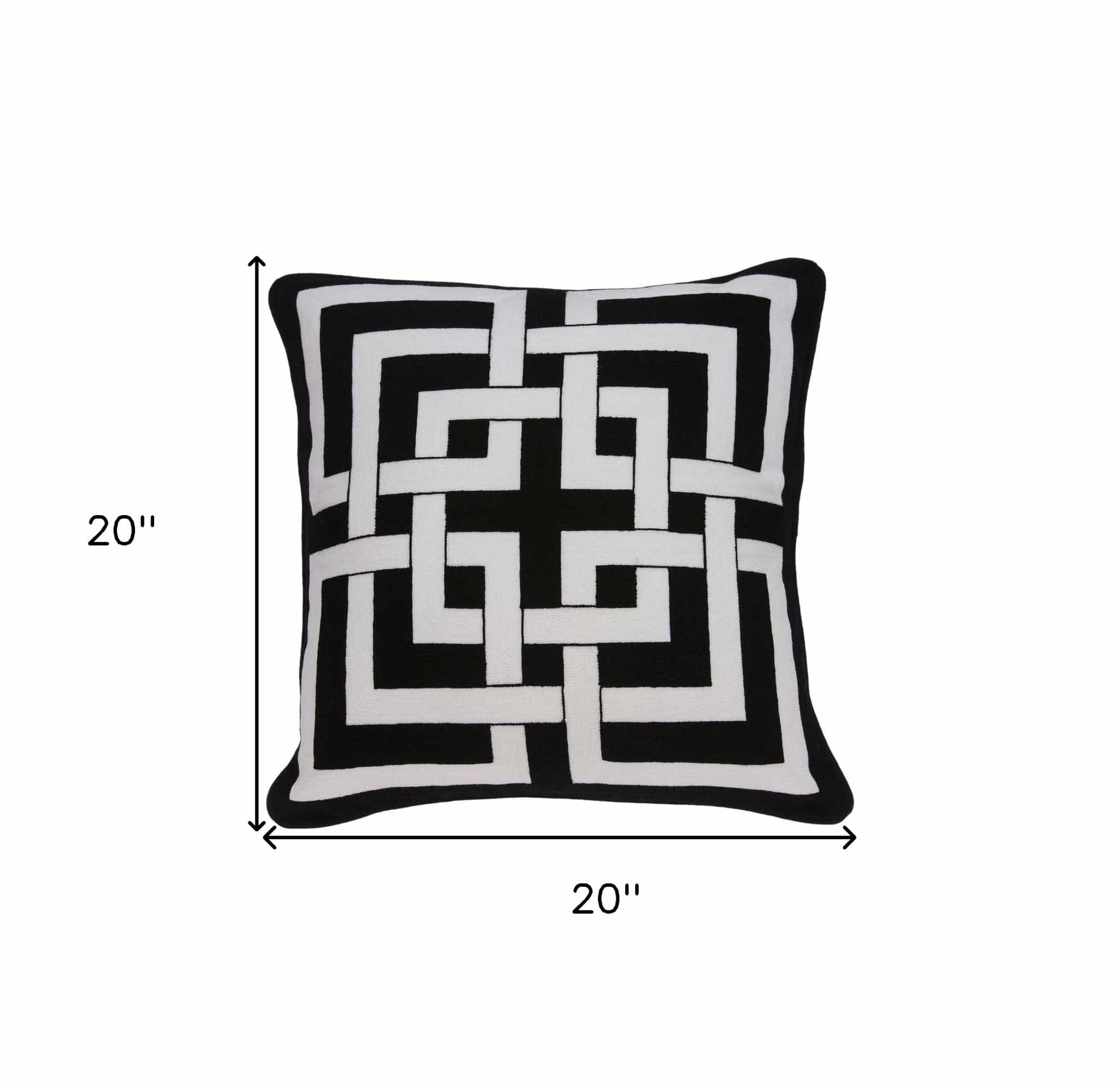 20" X 7" X 20" Transitional Black And White Pillow Cover With Poly Insert - Homeroots - Flyclothing LLC