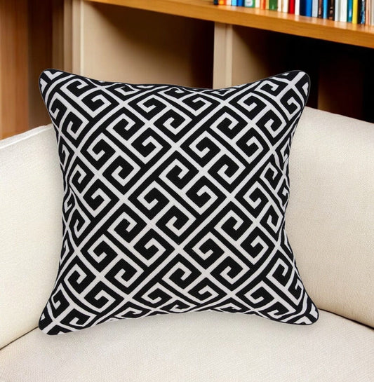 20" X 7" X 20" Cool Transitional Black And White Pillow Cover With Poly Insert - Homeroots