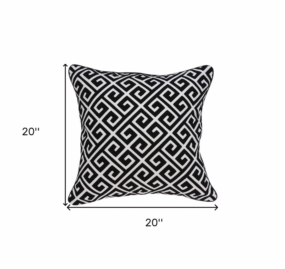 20" X 7" X 20" Cool Transitional Black And White Pillow Cover With Poly Insert - Homeroots - Flyclothing LLC