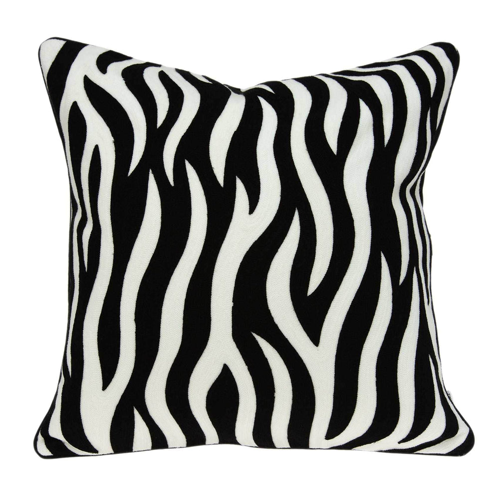20" X 7" X 20" Transitional Black And White Zebra Pillow Cover With Poly Insert - Homeroots - Flyclothing LLC