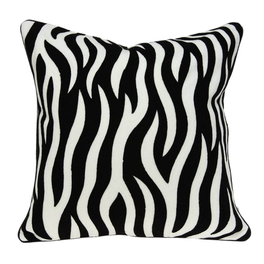 20" X 7" X 20" Transitional Black And White Zebra Pillow Cover With Poly Insert - Homeroots