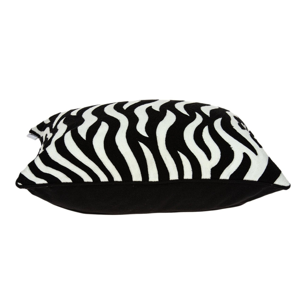 20" X 7" X 20" Transitional Black And White Zebra Pillow Cover With Poly Insert - Homeroots - Flyclothing LLC