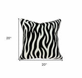 20" X 7" X 20" Transitional Black And White Zebra Pillow Cover With Poly Insert - Homeroots