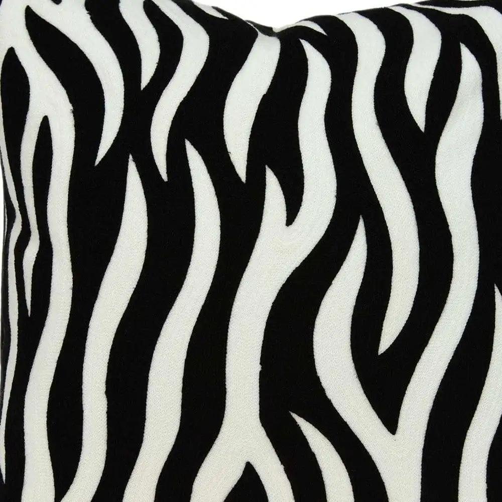 20" X 7" X 20" Transitional Black And White Zebra Pillow Cover With Poly Insert - Homeroots - Flyclothing LLC