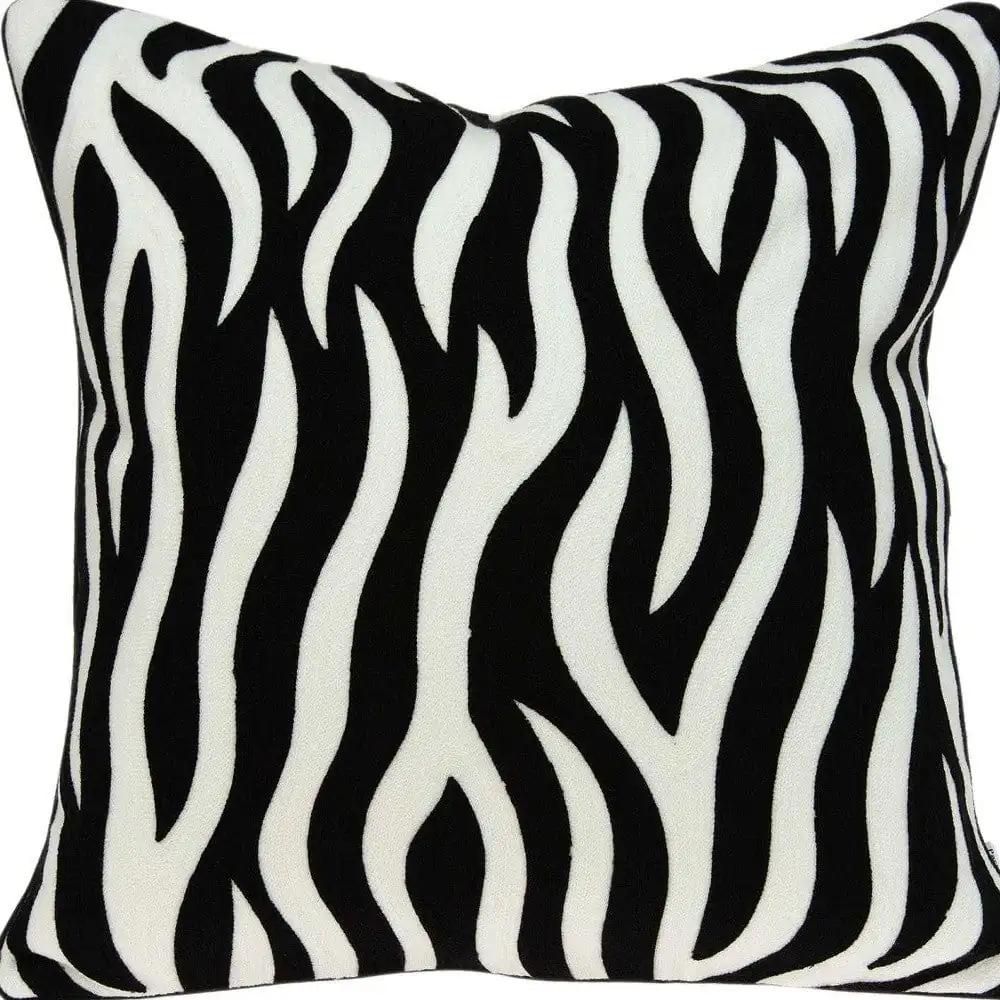 20" X 7" X 20" Transitional Black And White Zebra Pillow Cover With Poly Insert - Homeroots - Flyclothing LLC