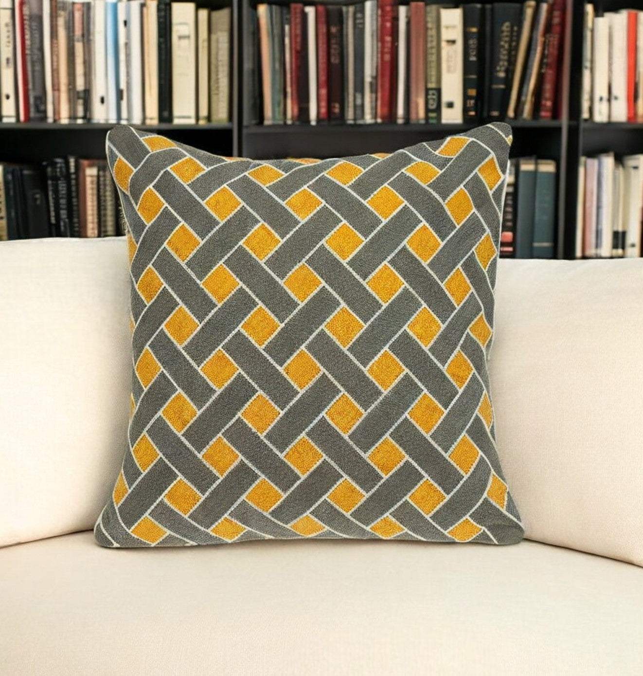 20" Gray and Orange Braided Cotton Throw Pillow - Homeroots - Flyclothing LLC