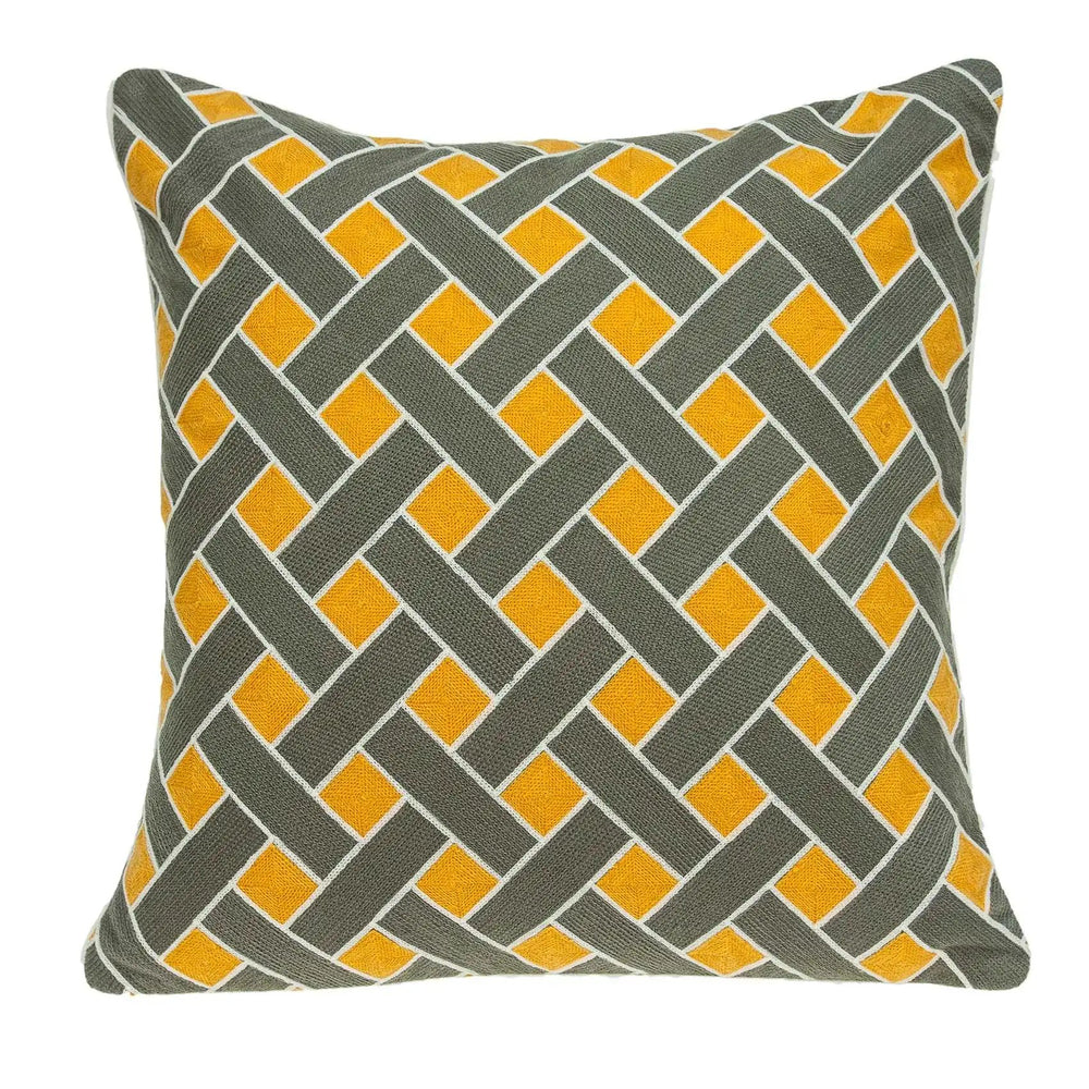 20" Gray and Orange Braided Cotton Throw Pillow - Homeroots - Flyclothing LLC