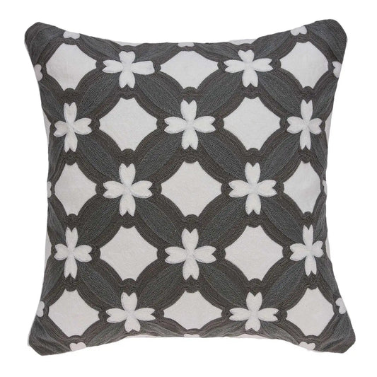 20" X 7" X 20" Transitional Gray And White Pillow Cover With Poly Insert - Homeroots