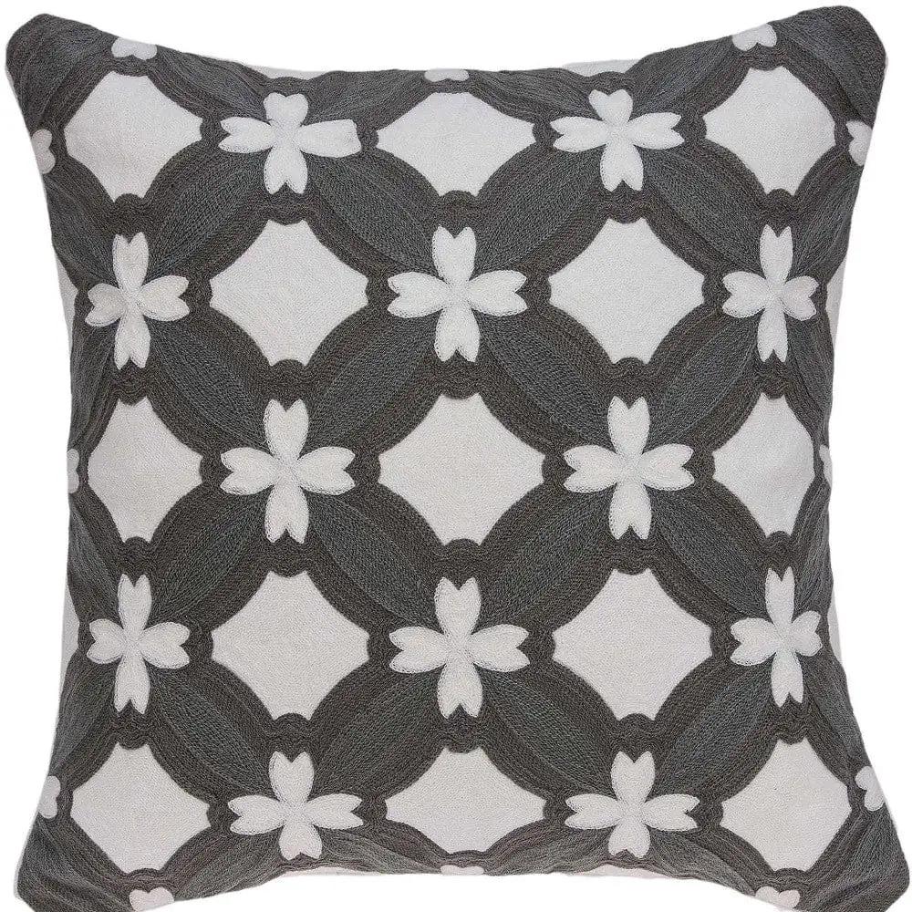 20" X 7" X 20" Transitional Gray And White Pillow Cover With Poly Insert - Homeroots - Flyclothing LLC