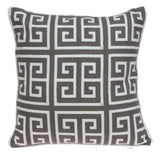 20" Gray and White Greek Key Cotton Throw Pillow - Homeroots