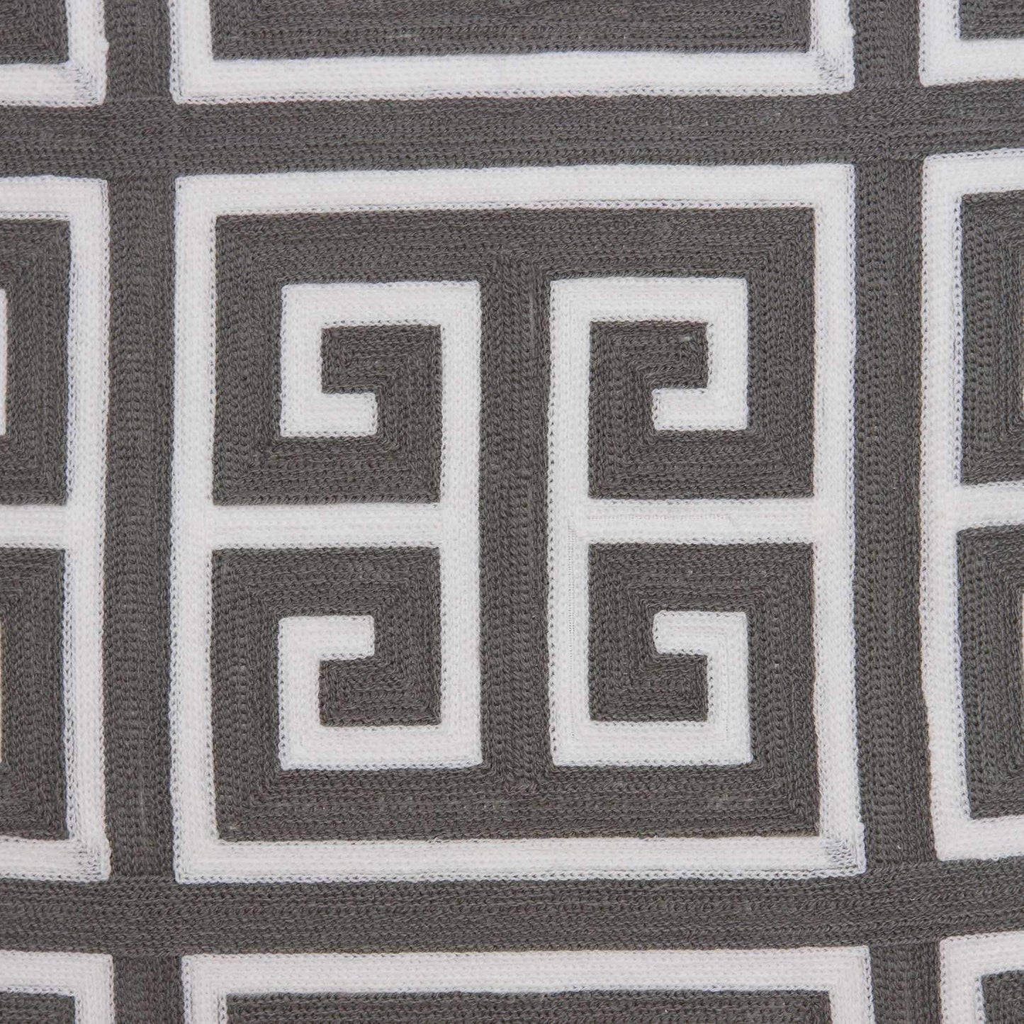 20" Gray and White Greek Key Cotton Throw Pillow - Homeroots - Flyclothing LLC