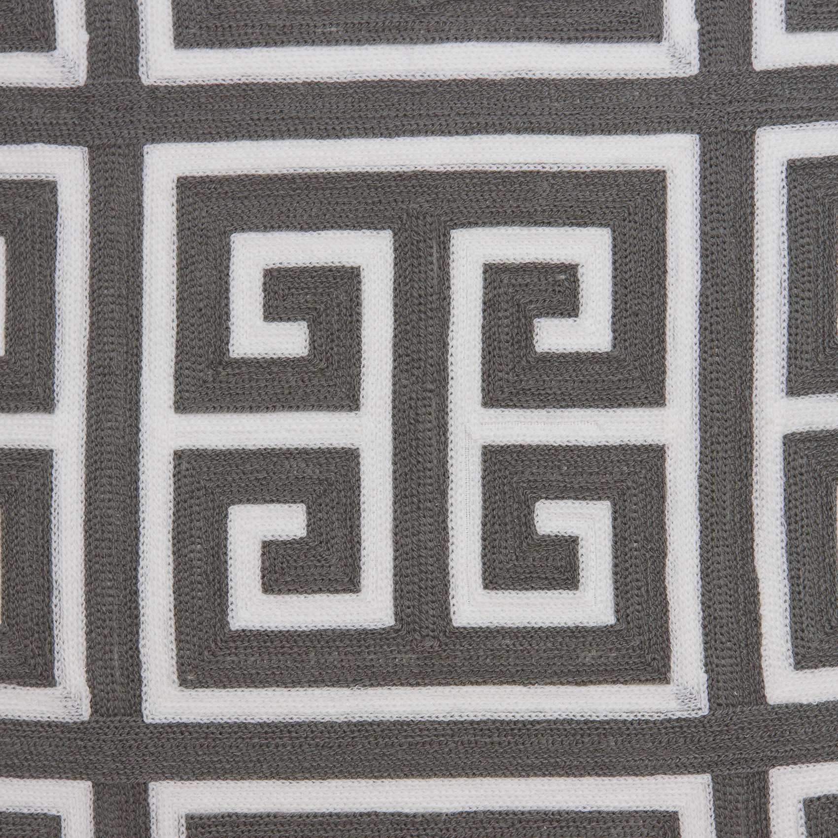 20" Gray and White Greek Key Cotton Throw Pillow - Homeroots - Flyclothing LLC