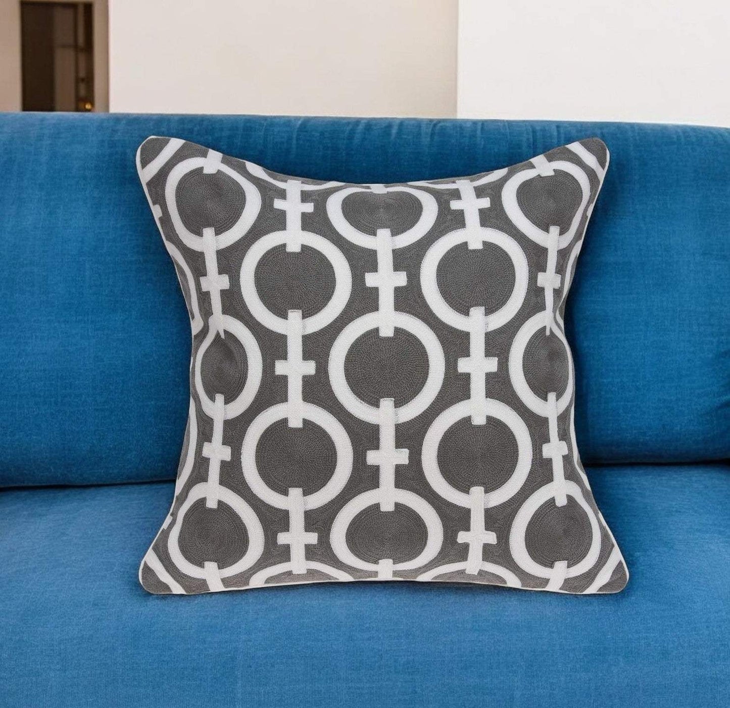 20" X 7" X 20" Transitional Gray And White Accent Pillow Cover With Poly Insert - Homeroots - Flyclothing LLC
