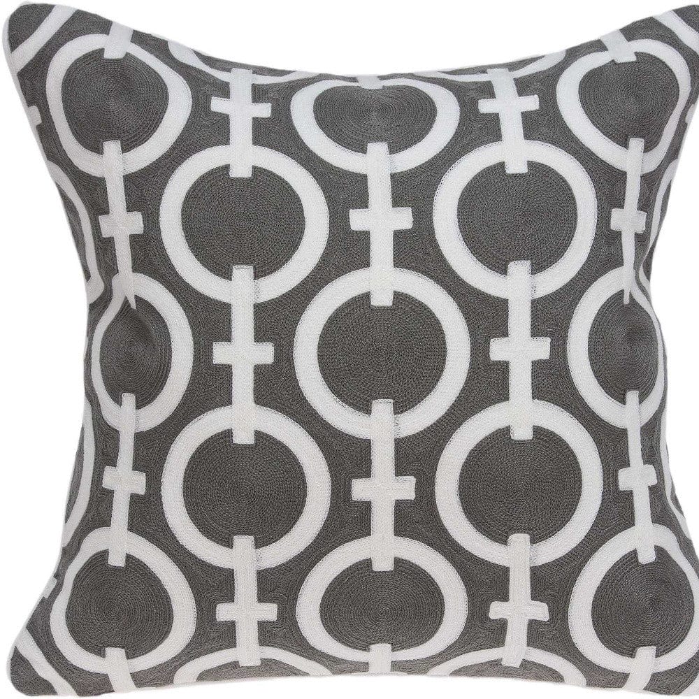 20" X 7" X 20" Transitional Gray And White Accent Pillow Cover With Poly Insert - Homeroots - Flyclothing LLC