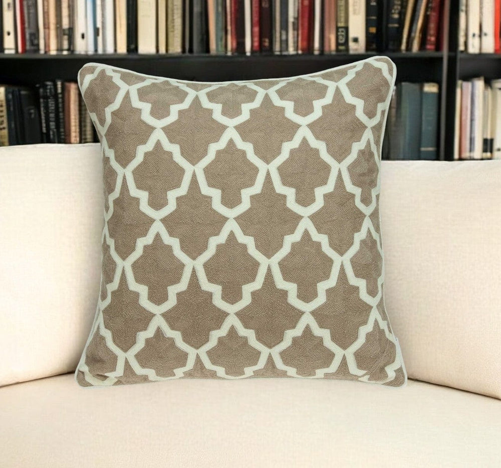 20" X 7" X 20" Transitional Beige And White Pillow Cover With Poly Insert - Homeroots