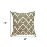 20" X 7" X 20" Transitional Beige And White Pillow Cover With Poly Insert - Homeroots