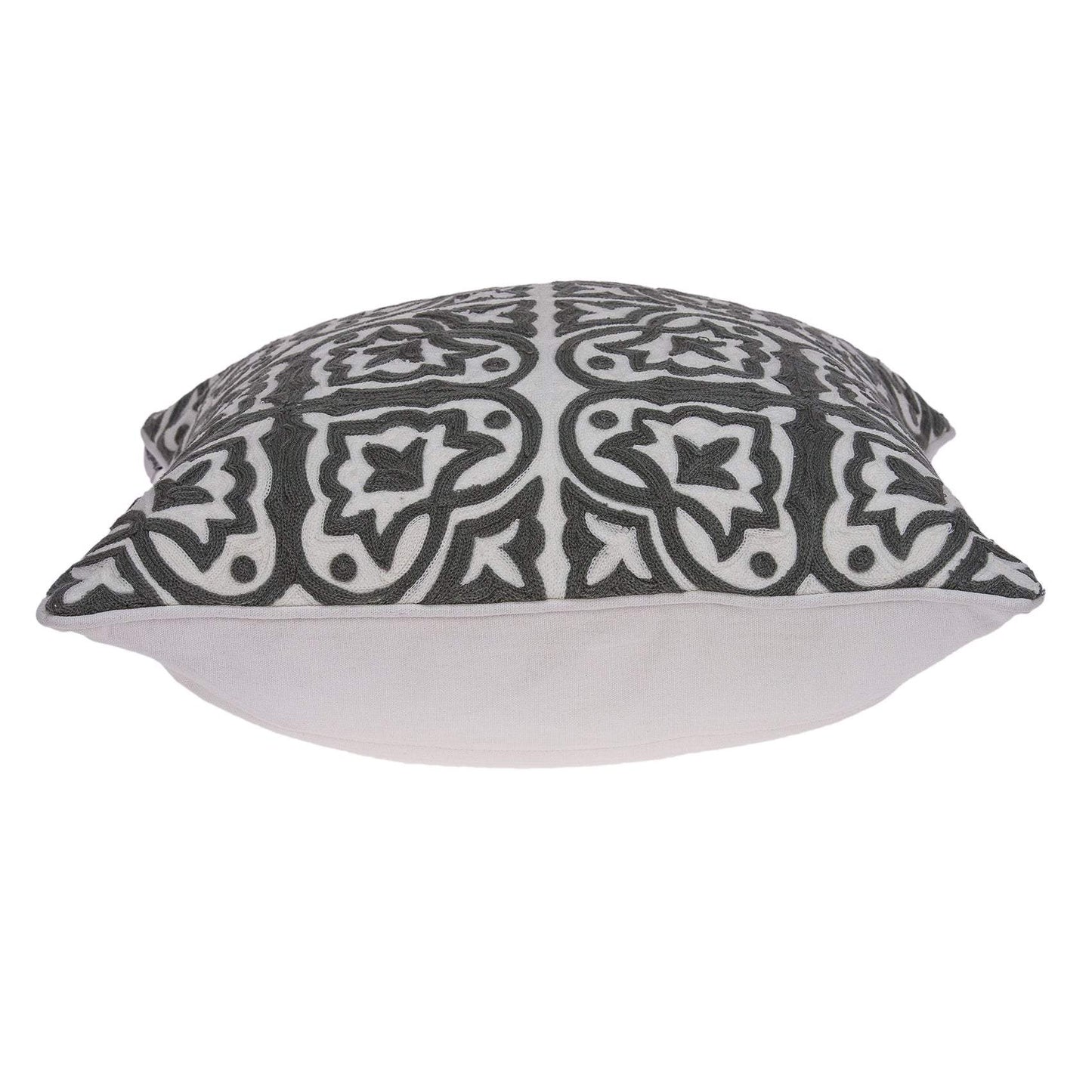20" X 7" X 20" Traditional Gray And White Cotton Pillow Cover With Poly Insert - Homeroots - Flyclothing LLC