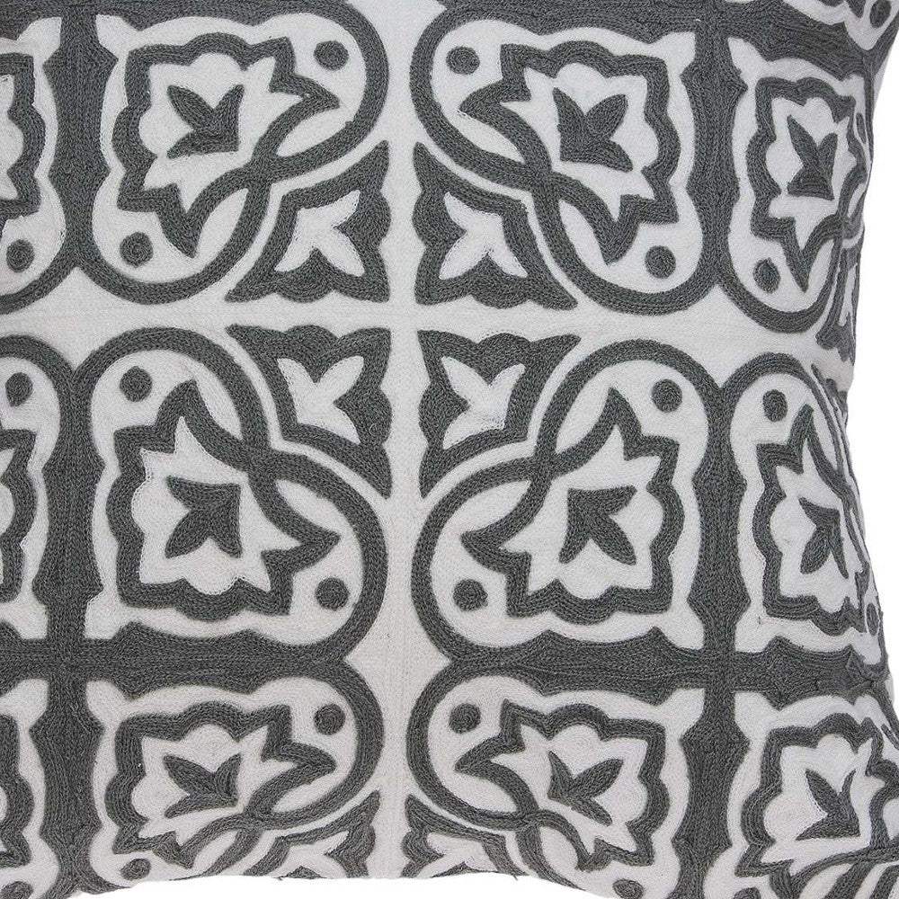 20" X 7" X 20" Traditional Gray And White Cotton Pillow Cover With Poly Insert - Homeroots - Flyclothing LLC