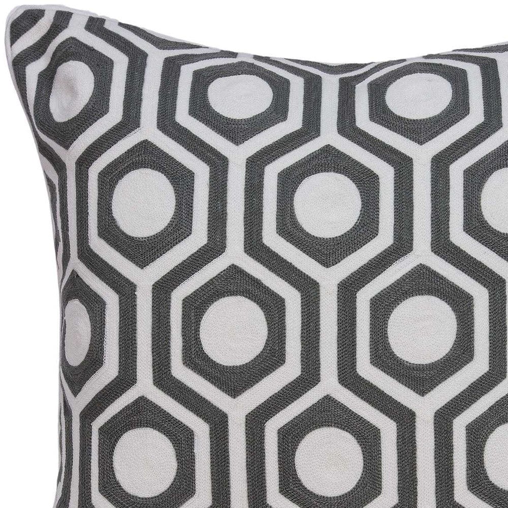 20" X 7" X 20" Cool Gray And White Pillow Cover With Poly Insert - Homeroots - Flyclothing LLC