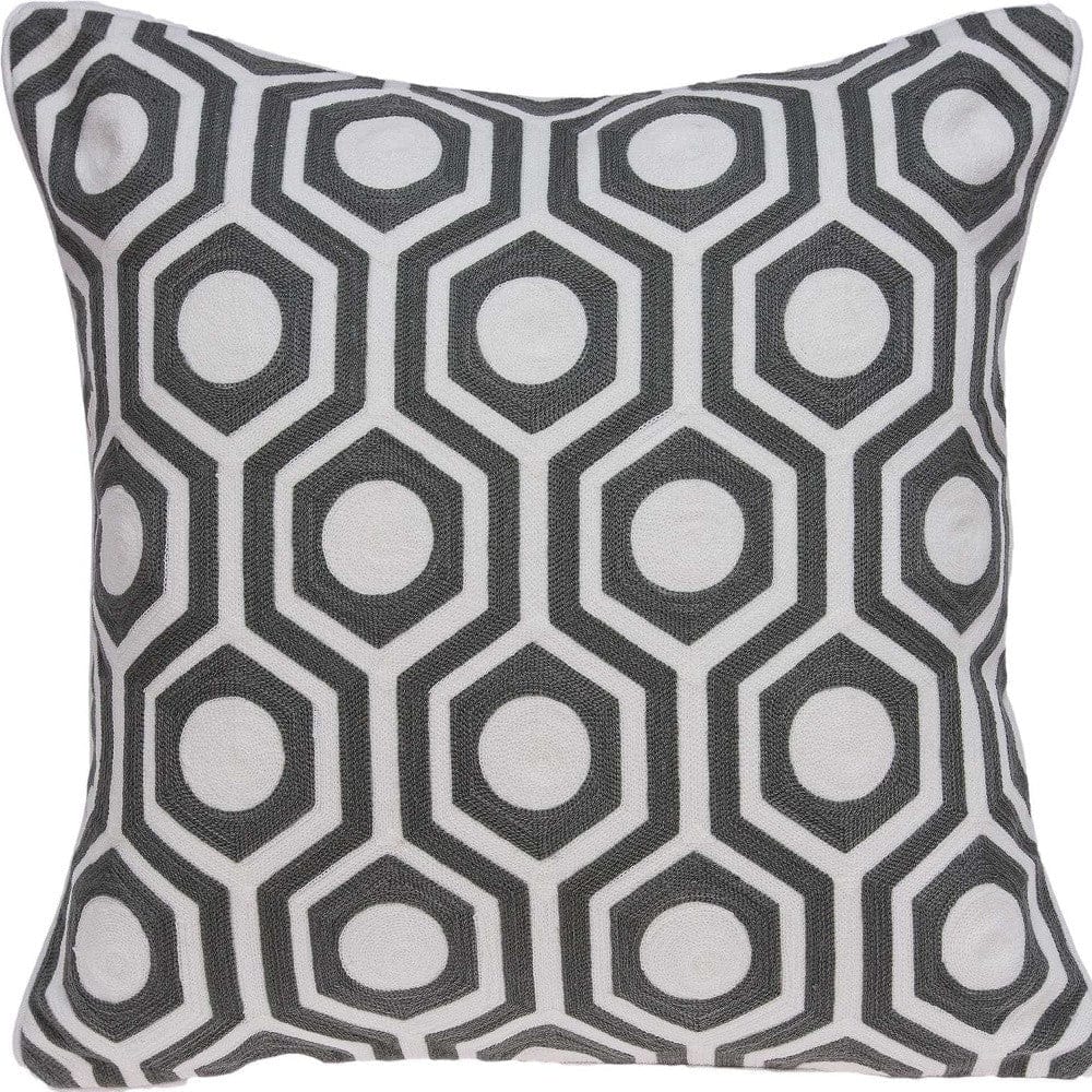 20" X 7" X 20" Cool Gray And White Pillow Cover With Poly Insert - Homeroots - Flyclothing LLC