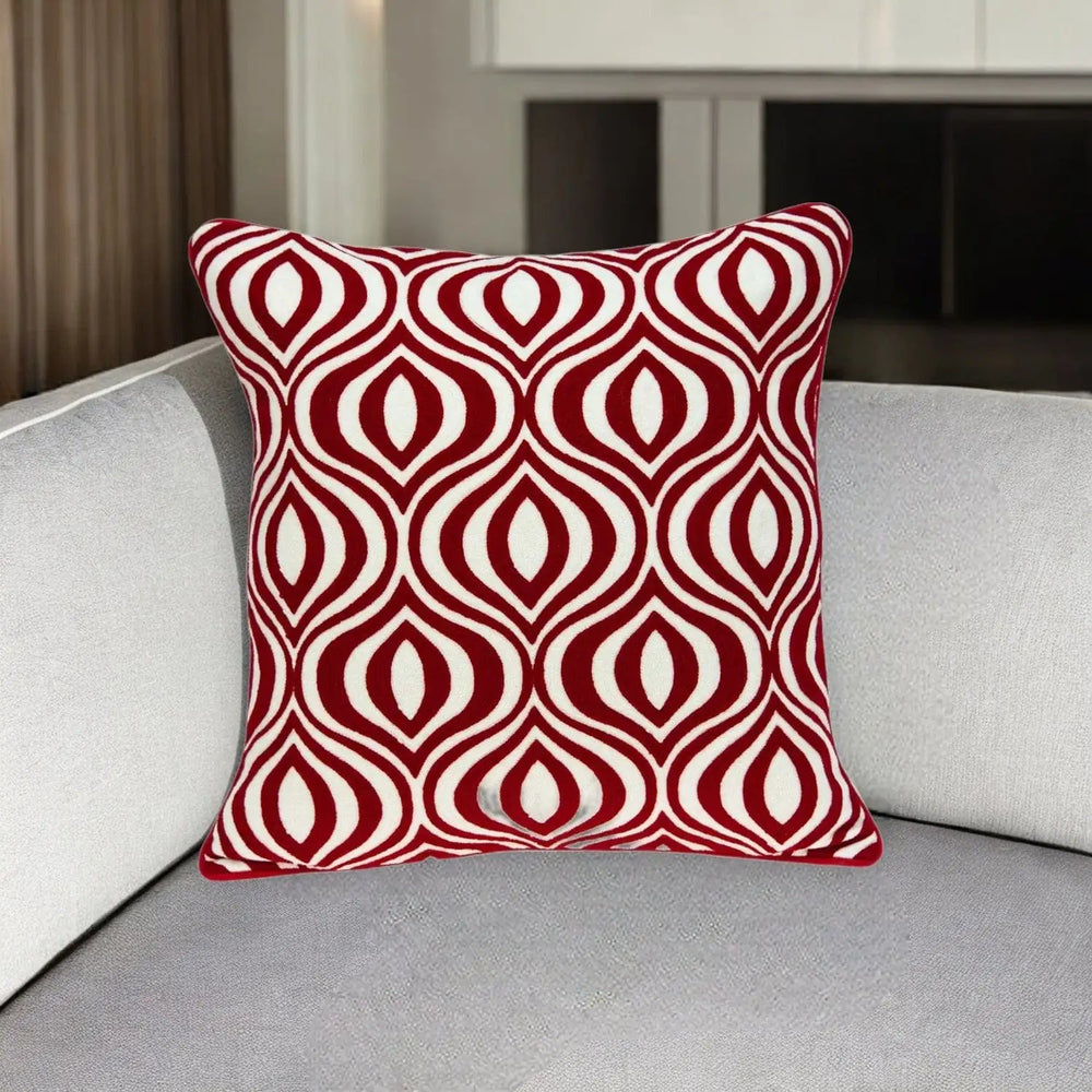 20" X 7" X 20" Transitional Red And White Pillow Cover With Poly Insert - Homeroots