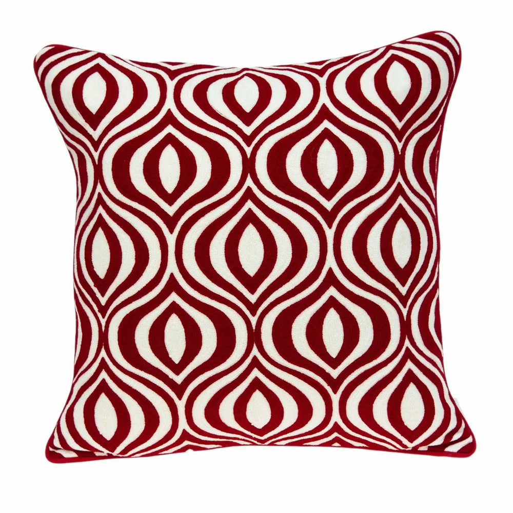 20" X 7" X 20" Transitional Red And White Pillow Cover With Poly Insert - Homeroots - Flyclothing LLC
