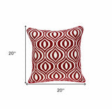 20" X 7" X 20" Transitional Red And White Pillow Cover With Poly Insert - Homeroots
