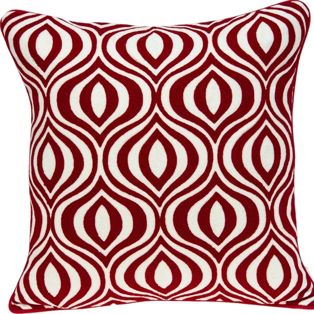 20" X 7" X 20" Transitional Red And White Pillow Cover With Poly Insert - Homeroots - Flyclothing LLC