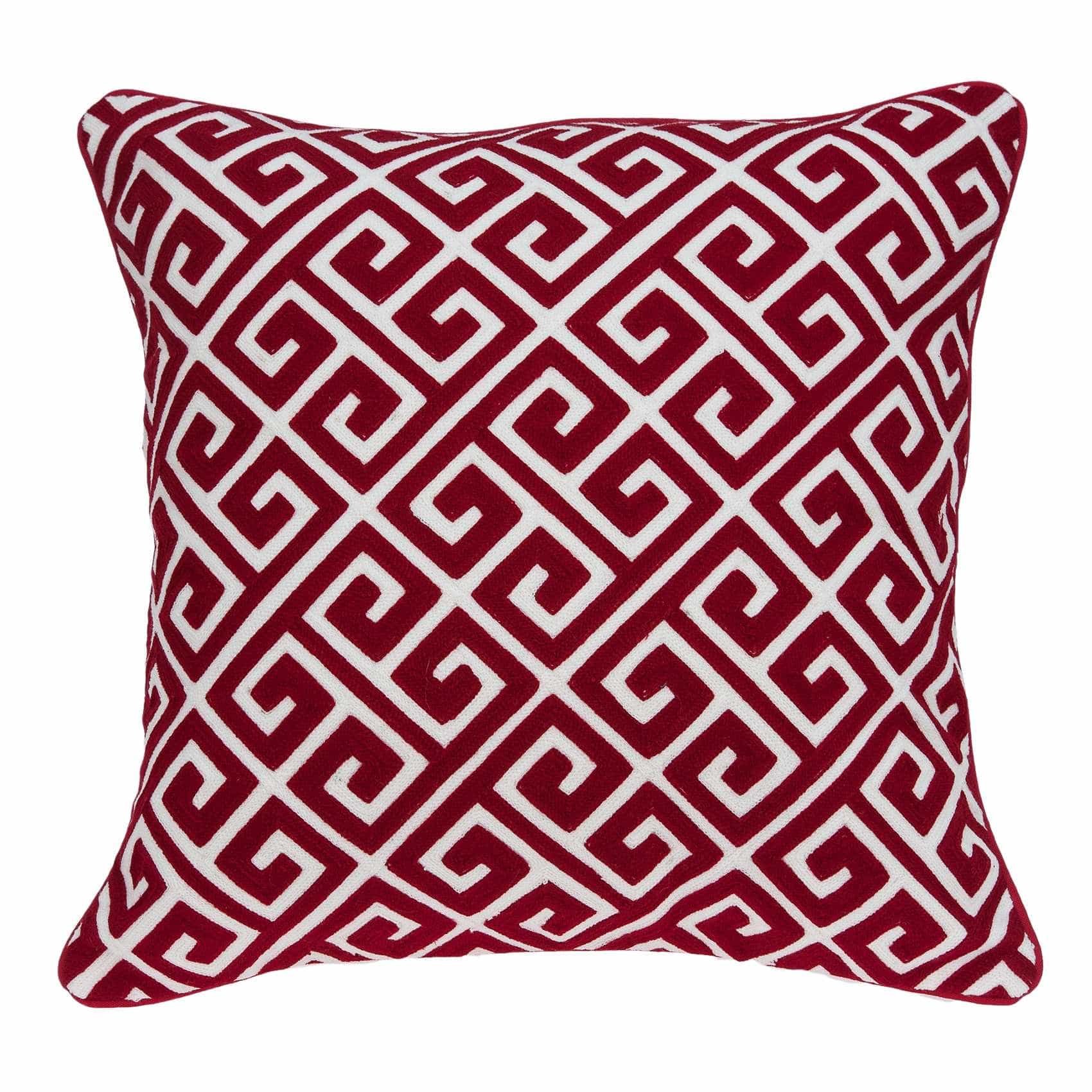 20" X 7" X 20" Transitional Red And White Cotton Pillow Cover With Poly Insert - Homeroots - Flyclothing LLC