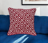 20" X 7" X 20" Transitional Red And White Cotton Pillow Cover With Poly Insert - Homeroots