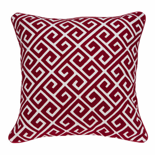 20" X 7" X 20" Transitional Red And White Cotton Pillow Cover With Poly Insert - Homeroots
