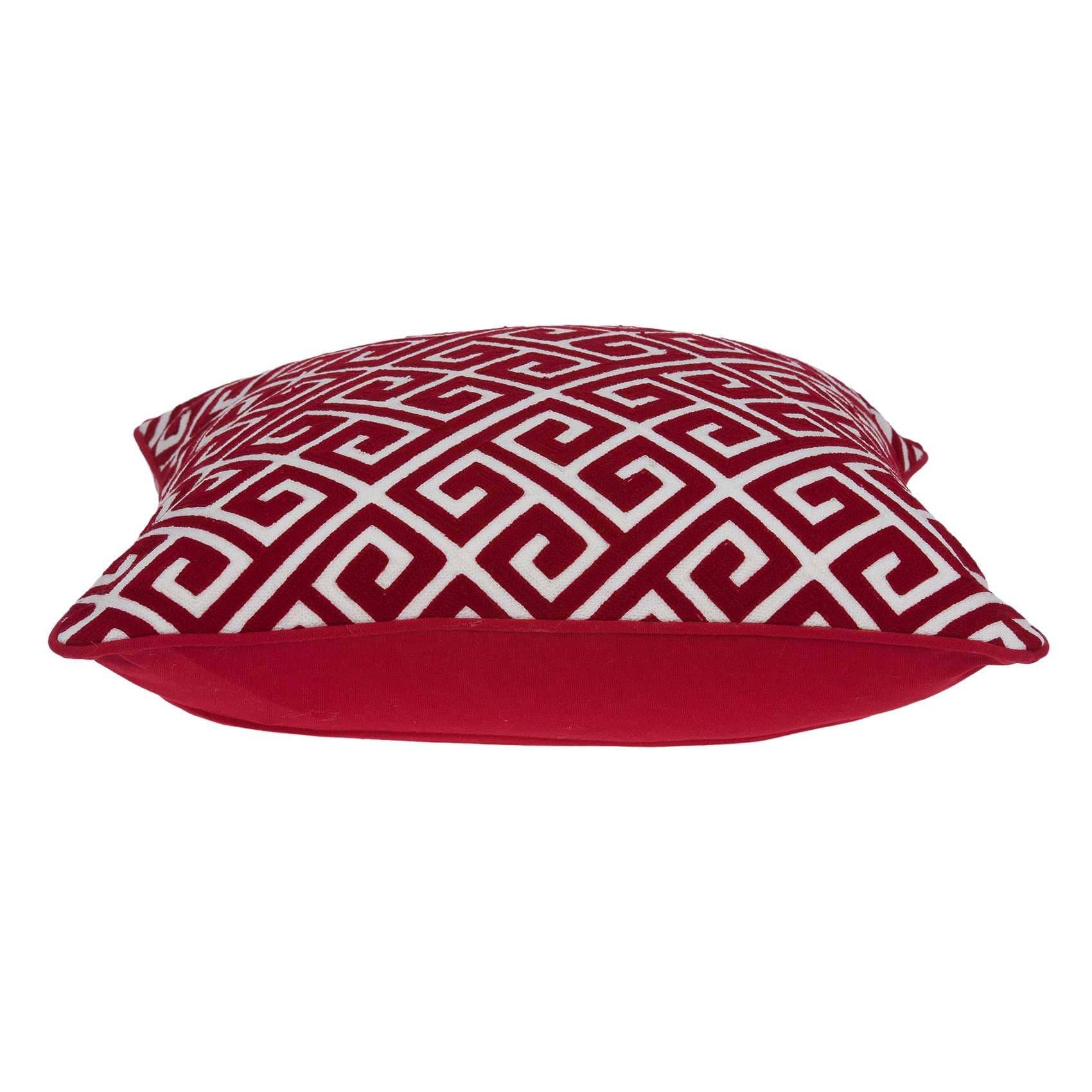 20" X 7" X 20" Transitional Red And White Cotton Pillow Cover With Poly Insert - Homeroots - Flyclothing LLC