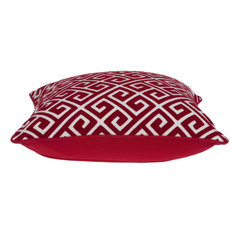 20" X 7" X 20" Transitional Red And White Cotton Pillow Cover With Poly Insert - Homeroots - Flyclothing LLC
