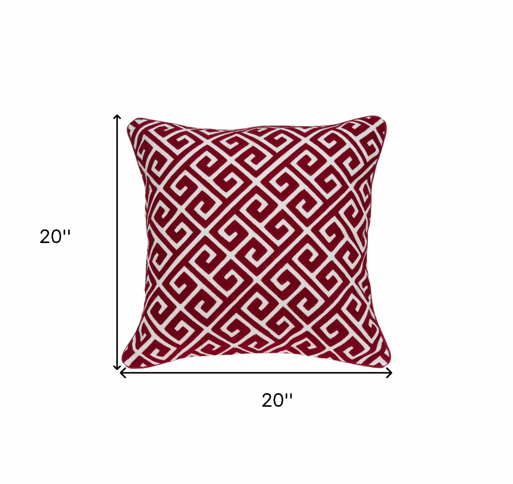 20" X 7" X 20" Transitional Red And White Cotton Pillow Cover With Poly Insert - Homeroots - Flyclothing LLC