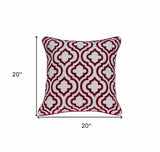 20" X 7" X 20" Transitional Red And White Accent Pillow Cover With Poly Insert - Homeroots - Flyclothing LLC