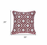 20" X 7" X 20" Transitional Red And White Accent Pillow Cover With Poly Insert - Homeroots