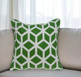 20" X 7" X 20" Transitional Green And White Pillow Cover With Poly Insert - Homeroots