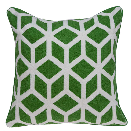 20" X 7" X 20" Transitional Green And White Pillow Cover With Poly Insert - Homeroots