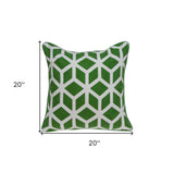 20" X 7" X 20" Transitional Green And White Pillow Cover With Poly Insert - Homeroots