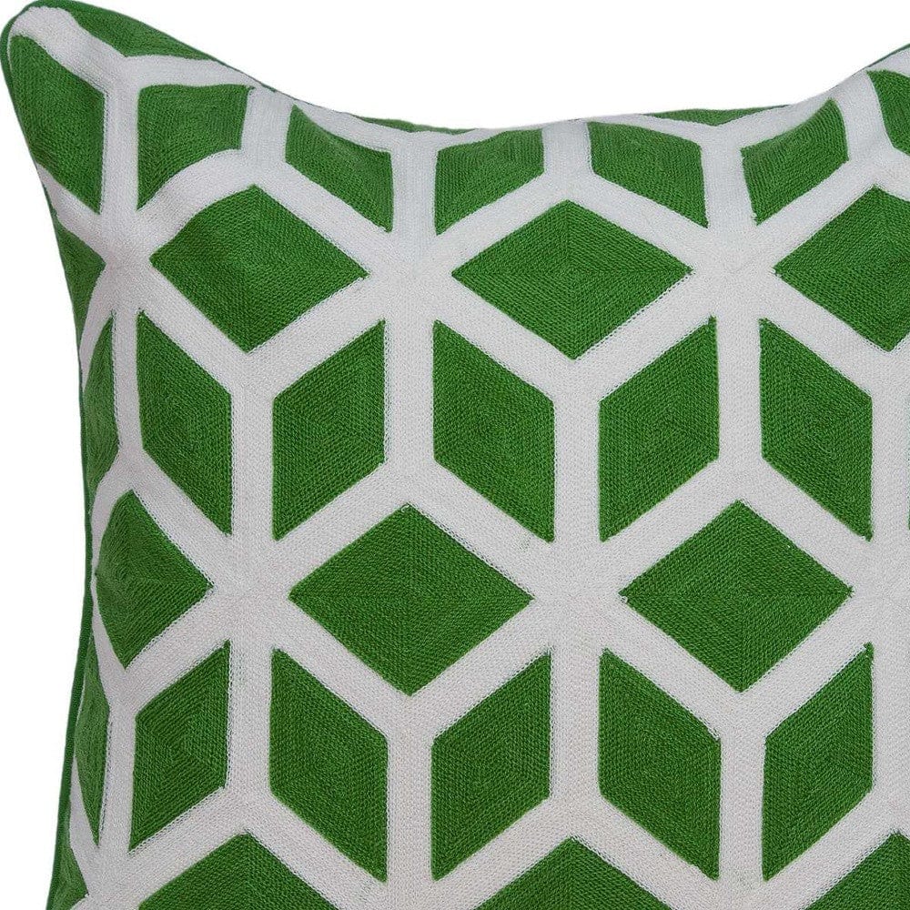 20" X 7" X 20" Transitional Green And White Pillow Cover With Poly Insert - Homeroots - Flyclothing LLC