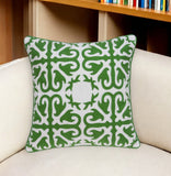 20" X 7" X 20" Traditional Green And White Accent Pillow Cover With Poly Insert - Homeroots