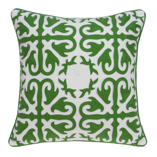 20" X 7" X 20" Traditional Green And White Accent Pillow Cover With Poly Insert - Homeroots