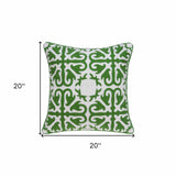 20" X 7" X 20" Traditional Green And White Accent Pillow Cover With Poly Insert - Homeroots