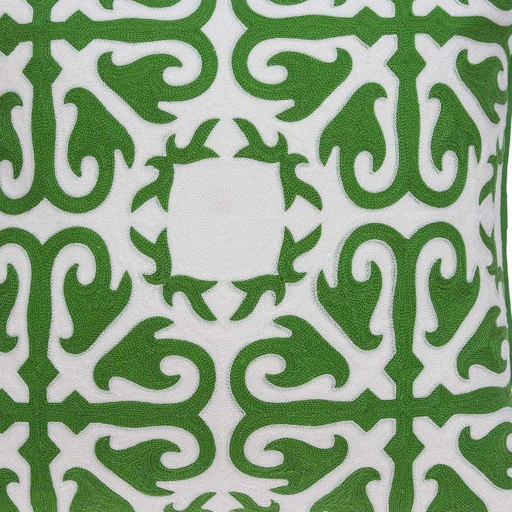 20" X 7" X 20" Traditional Green And White Accent Pillow Cover With Poly Insert - Homeroots - Flyclothing LLC